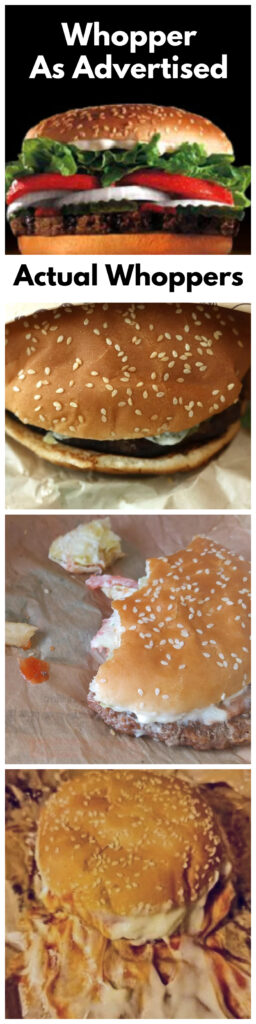 whopper as advertised compared to actual whoppers