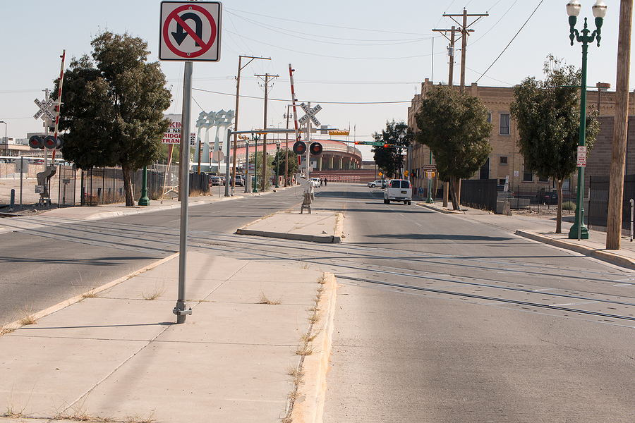 An empty road in El Paso, Texas.