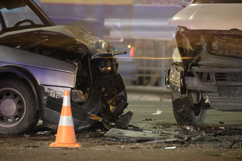 Car Crash - Two vehicle head-on collision